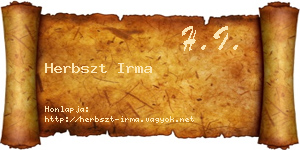 Herbszt Irma névjegykártya